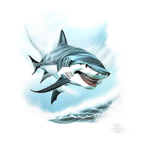 Shark jumping out of the ocean tattoo design idea