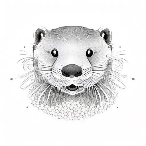  otter holding a coronation flower tattoo design idea