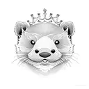 an otter holding a coronation flower tattoo design idea