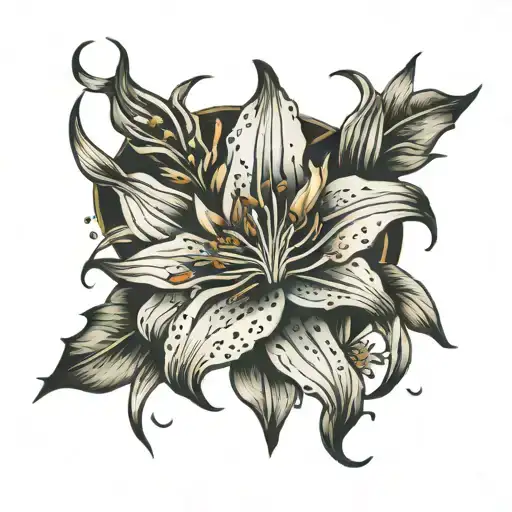 Tiger lily flower tattoo design idea