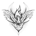 A mythical phoenix rising from a forest engulfed in flames tattoo design idea