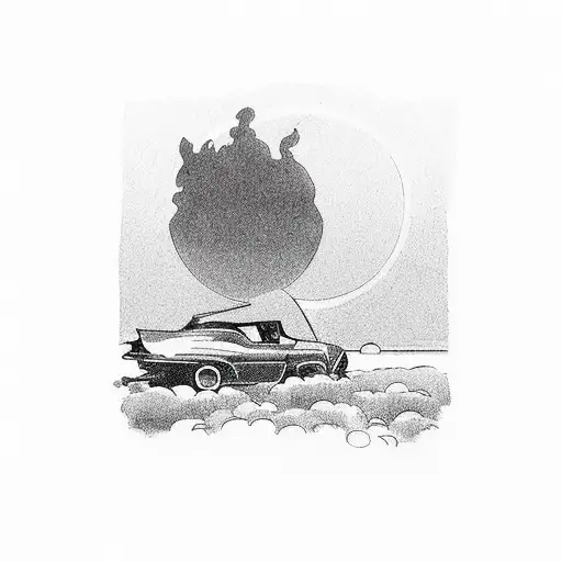 My days end best when this sunset gets itself Behind that little lady sitting on the passenger side tattoo design idea