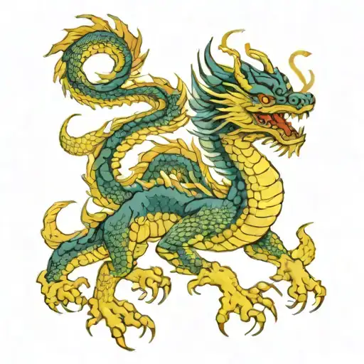 kirin blue dragon tattoo design idea