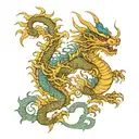 kirin blue dragon tattoo design idea