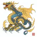 kirin blue dragon tattoo design idea