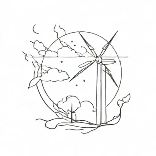 wind turbine sketch tattoo design idea
