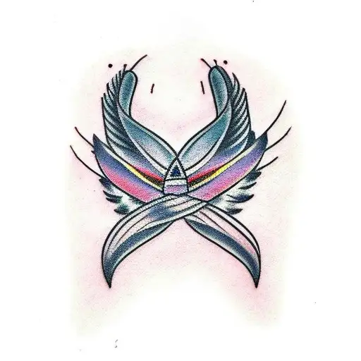 Feathers linked with chains tattoo design idea