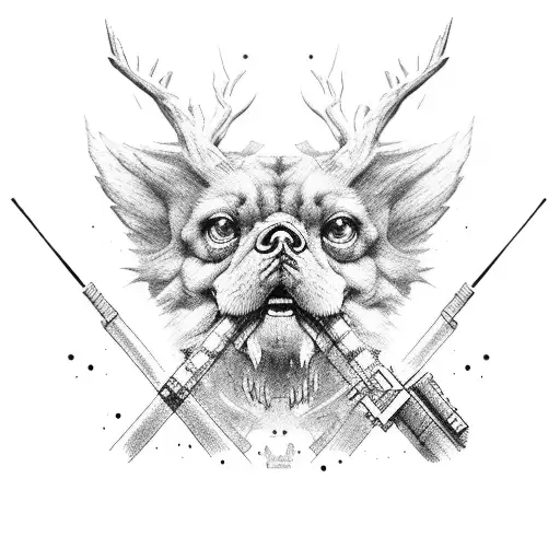 machine gunner in woods black white tattoo design idea