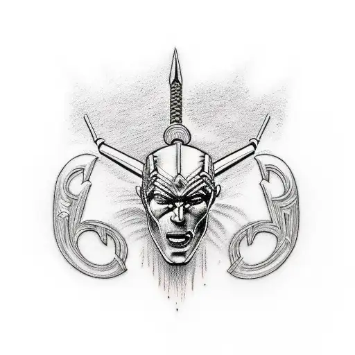 Thor and hammer  tattoo design idea