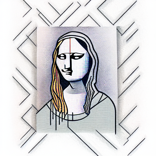 cubism mona lisa wearing a suit tattoo design idea
