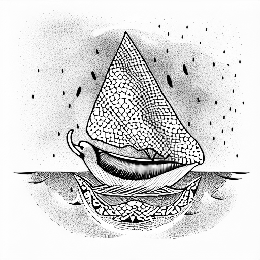 a boat in the water in the shape of a bird tattoo design idea