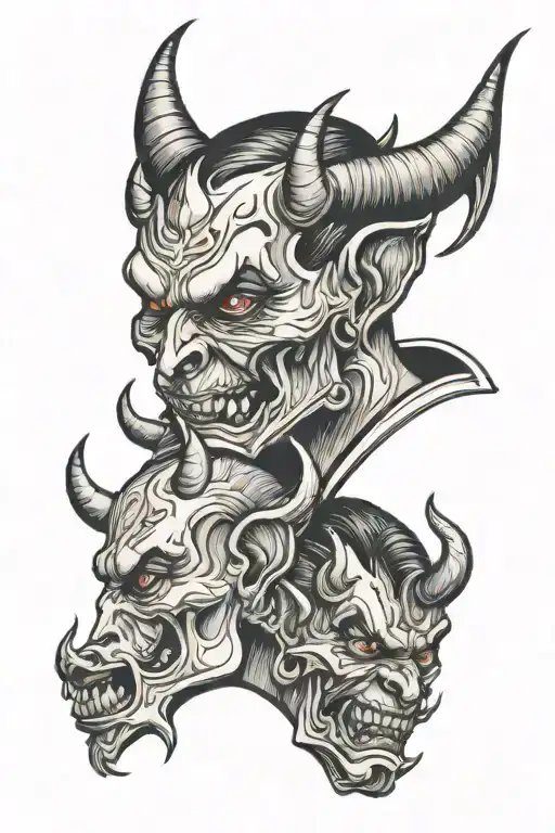 devil whispering in my ear tattoo design idea