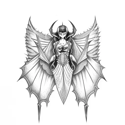 J with bat wings tattoo design idea