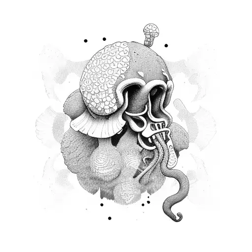 ape and mushrooms  tattoo design idea