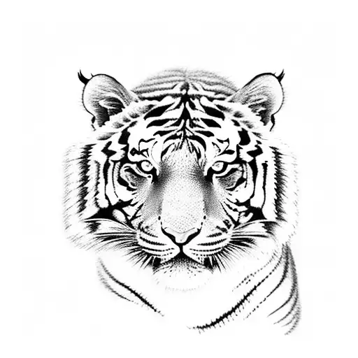 tiger, flower, fire, rain tattoo design idea