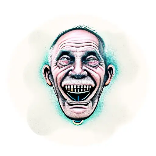 an old man with his tongue out tattoo design idea