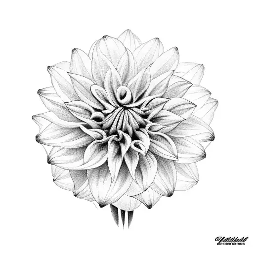 dahlia flower, add date of may 3rd 2022 tattoo design idea