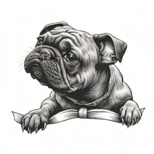 A Penny with a black adult French Bulldog as the face on it wearing very small bow on head. Black and White Tattoo drawi tattoo design idea