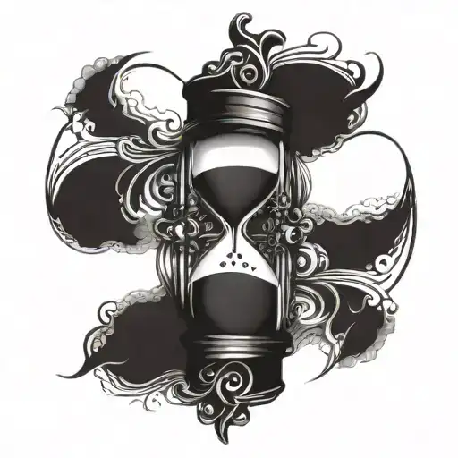 A heart-shaped hourglass with a lucky 7 design inside, surrounded by a heartbeat line tattoo design idea