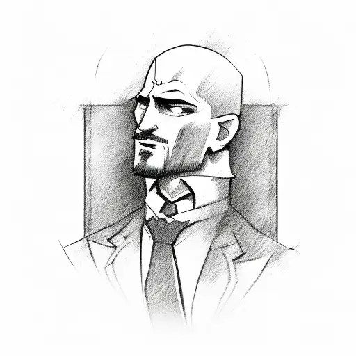 Sketch-style depiction of a mafia hitman in action tattoo design idea