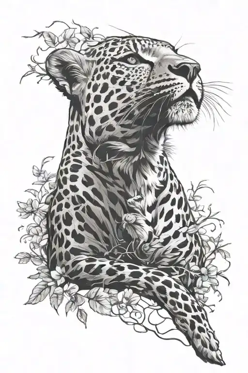 wise leopard in the shadow of the wind tattoo design idea