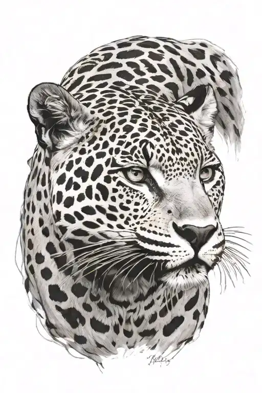 4k Ultra Realistic jaguar face, sense of deepness. tattoo design idea