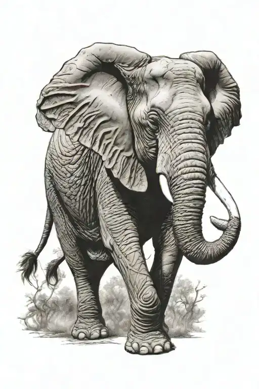 ultra-realistic elephant , sense of deepness tattoo design idea