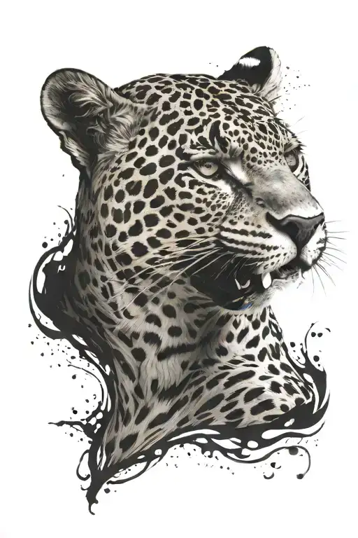 4k Ultra Realistic jaguar face, sense of deepness. tattoo design idea