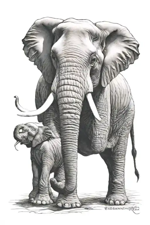 4k Ultra Realistic elephant face, sense of deepness. tattoo design idea
