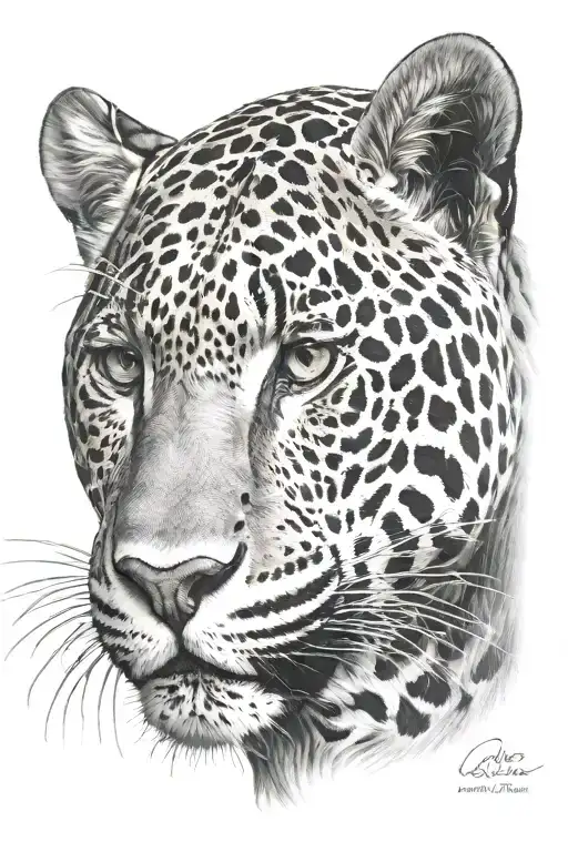 4k Ultra Realistic jaguar face, sense of deepness. tattoo design idea
