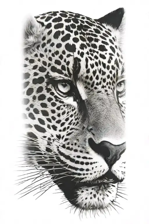 4k Ultra Realistic jaguar face, sense of deepness. tattoo design idea