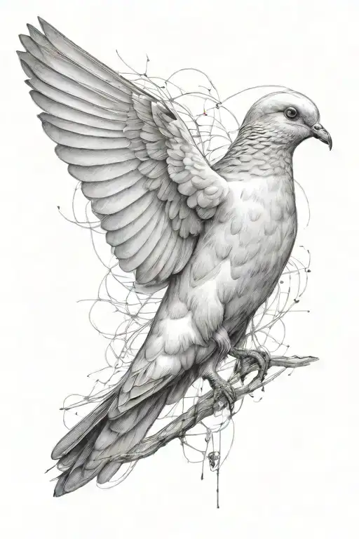 ultra-realistic dove, sense of deepness tattoo design idea