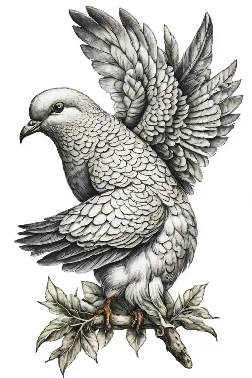 ultra-realistic dove, sense of deepness tattoo design idea