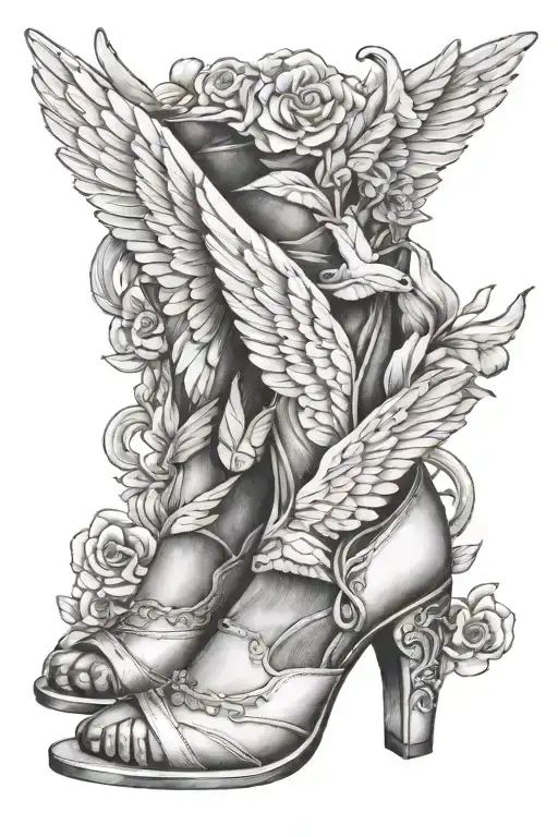 hermes wings for heel lady spittin' tattoo design idea