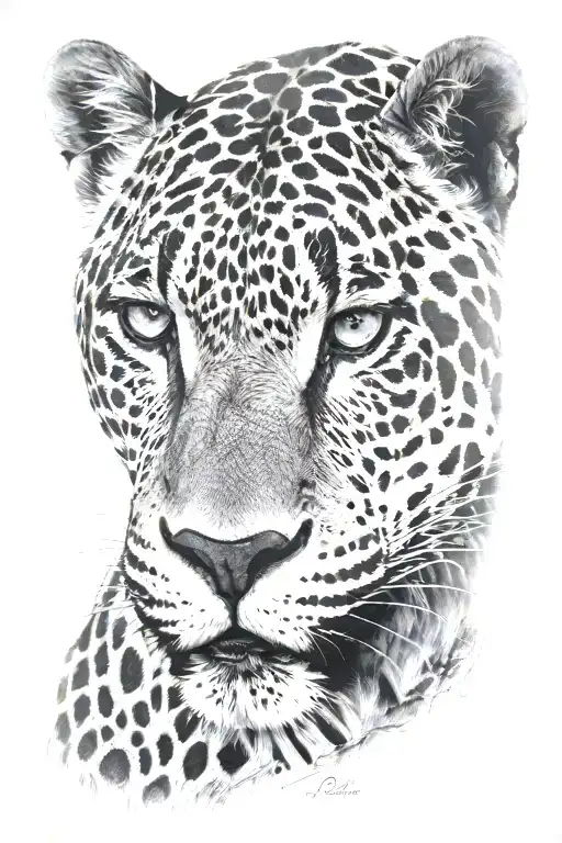 4k Ultra Realistic jaguar face, sense of deepness. tattoo design idea