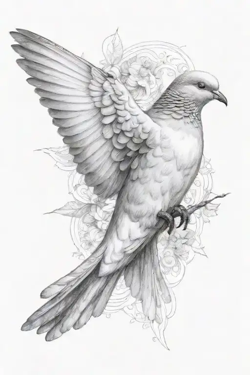 ultra-realistic dove, sense of deepness tattoo design idea