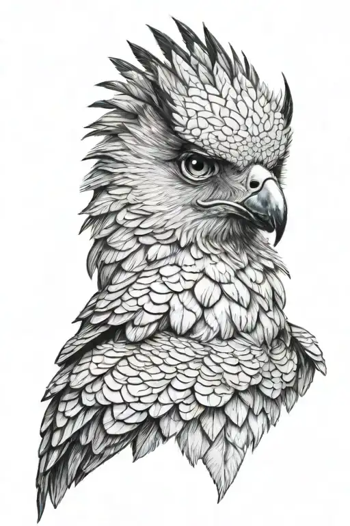 4k Ultra Realistic harpy eagle face, sense of deepness. tattoo design idea