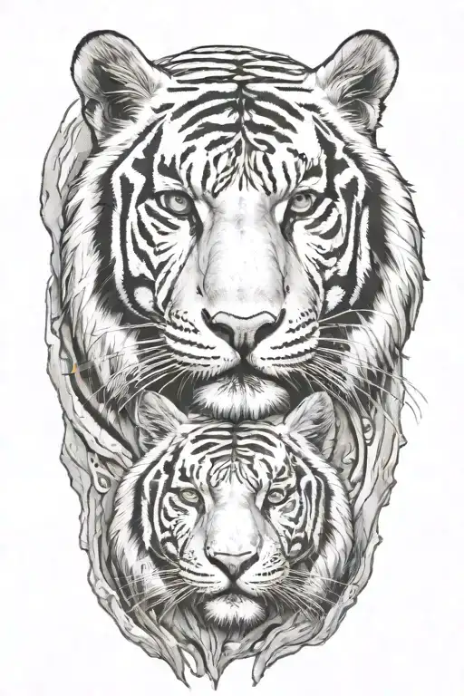 white tiger I a serene environment with water tattoo design idea