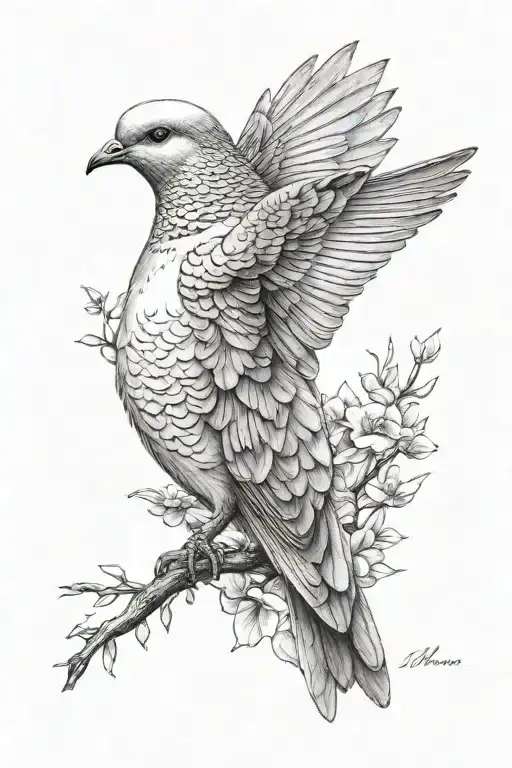 ultra-realistic dove, sense of deepness tattoo design idea
