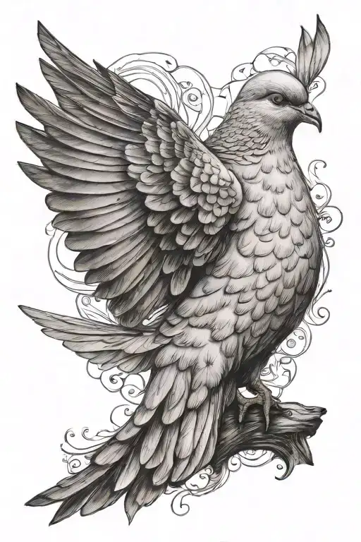 ultra-realistic dove, sense of deepness tattoo design idea