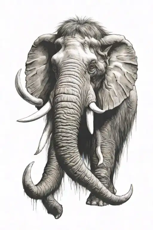 4k Ultra Realistic mammoth face, sense of deepness. tattoo design idea