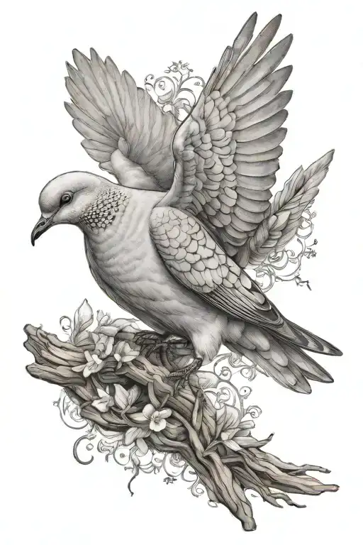 ultra-realistic dove, sense of deepness tattoo design idea