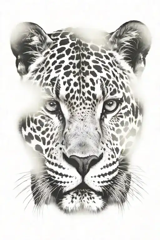 4k Ultra Realistic jaguar face, sense of deepness. tattoo design idea