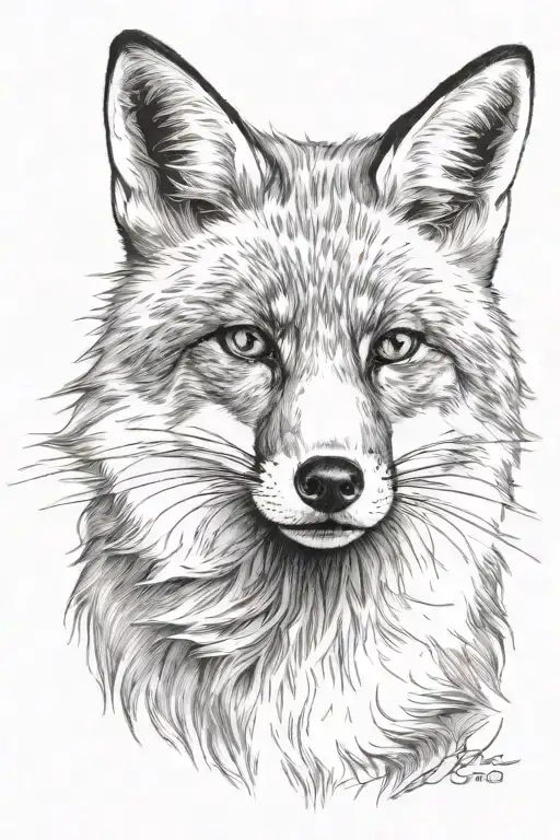 4k Ultra Realistic fox face, sense of deepness. tattoo design idea