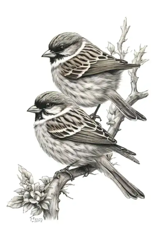 ultra-realistic sparrow, sense of deepness tattoo design idea