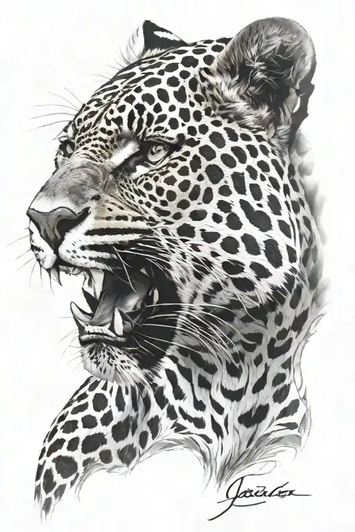 4k Ultra Realistic jaguar face, sense of deepness. tattoo design idea