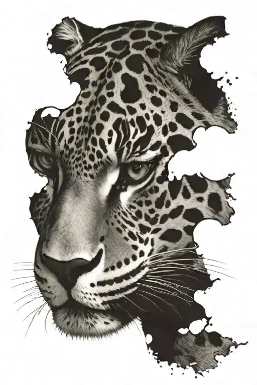 4k Ultra Realistic jaguar face, sense of deepness. tattoo design idea