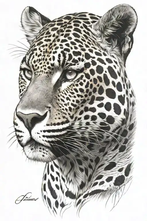 4k Ultra Realistic jaguar face, sense of deepness. tattoo design idea