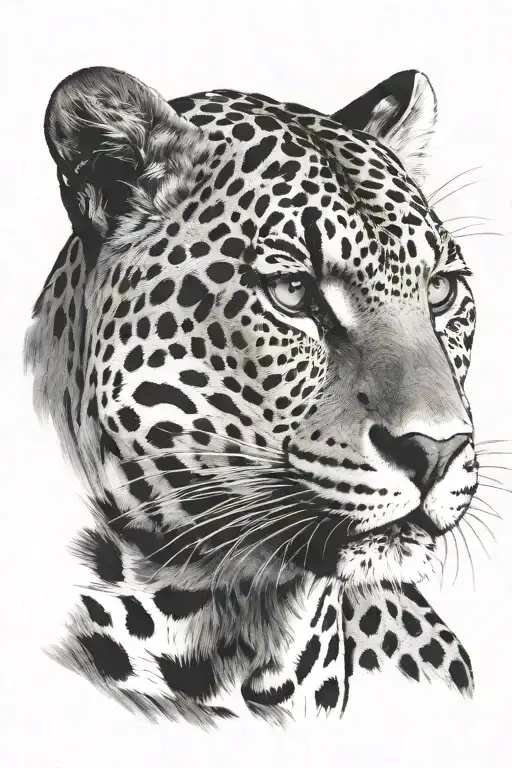 4k Ultra Realistic jaguar face, sense of deepness. tattoo design idea