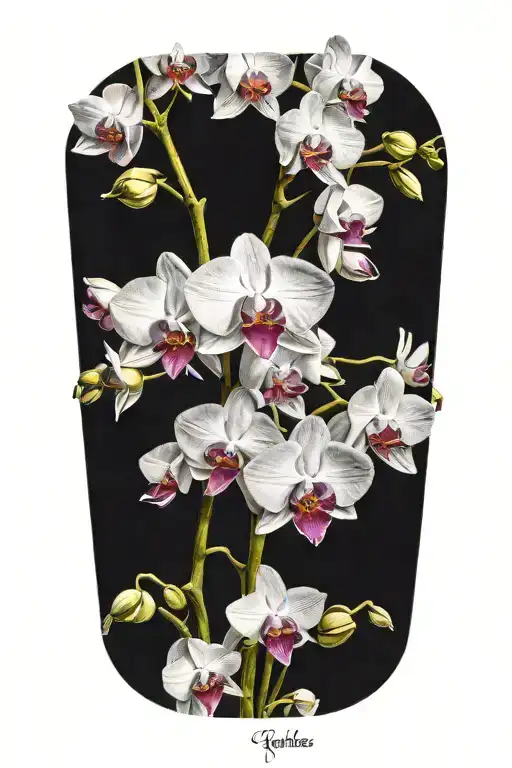 White orchid flowers, sense of deepness tattoo design idea